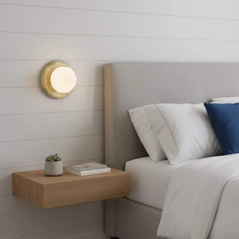 Wandlamp Natuursteen Jade 14 cm G9 Glazen Kap Gang Trap Binnen | Sansoti