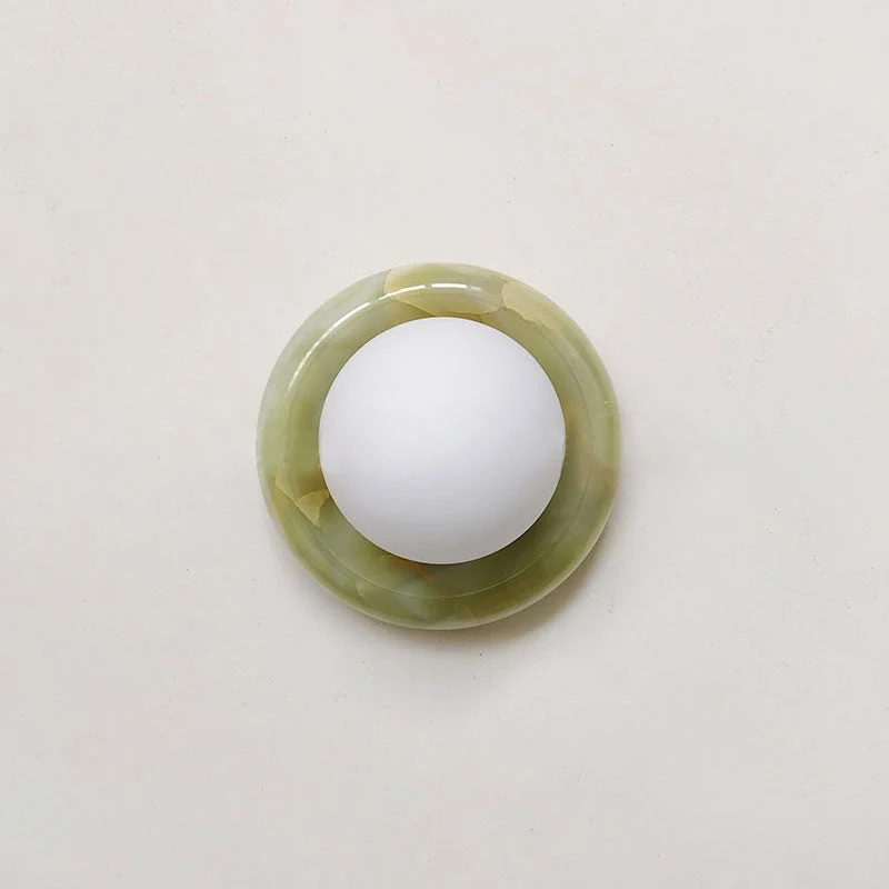 Wandlamp Natuursteen Jade 14 cm G9 Glazen Kap Gang Trap Binnen | Sansoti