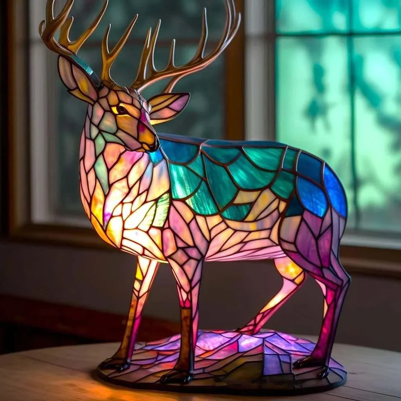 Decoratieve Tafellamp Glas Tiermotief LED-verlichting 20x15x12cm Handgemaakt Buntglas Sfeerlamp Woonkamer | Sansoti