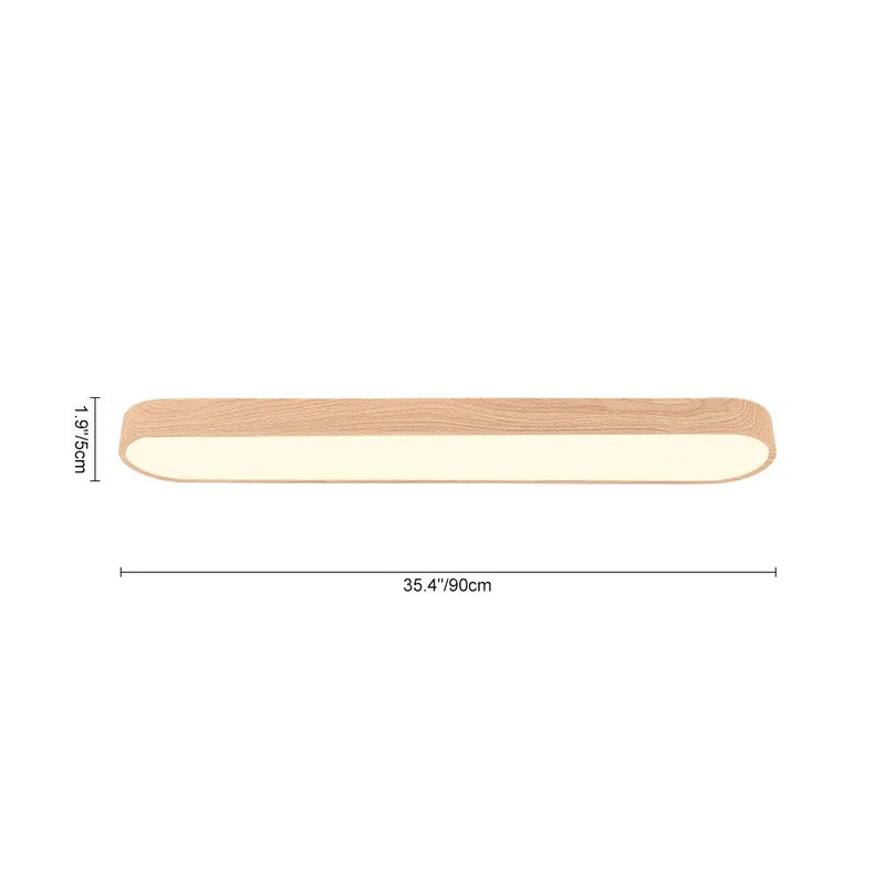 Plafondlamp 90 cm Langwerpig LED Houtlook Metaal Koel Wit Schuin Plafond | Sansoti