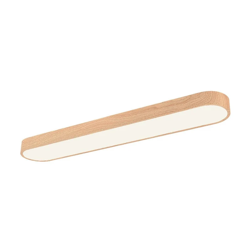 Plafondlamp 90 cm Langwerpig LED Houtlook Metaal Koel Wit Schuin Plafond | Sansoti