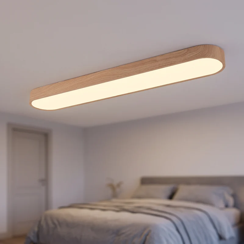 Plafondlamp Slaapkamer LED Ovaal Houtlook 65 cm Warm Wit Vast Bedraad | Sansoti