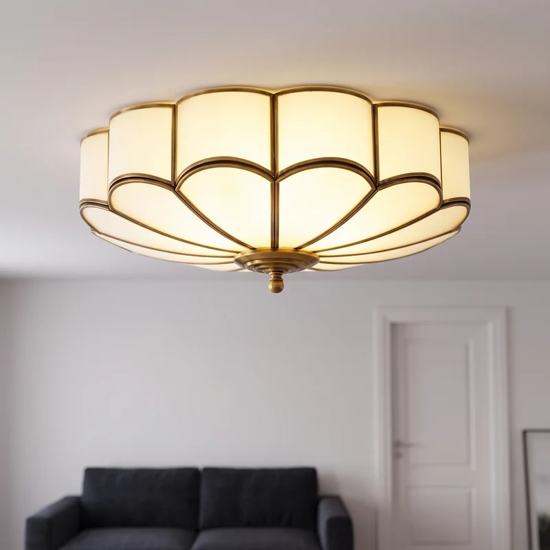 Plafondlamp Woonkamer 60 cm Glas Messing 6 Lichtpunten E27 Postmodern | Sansoti