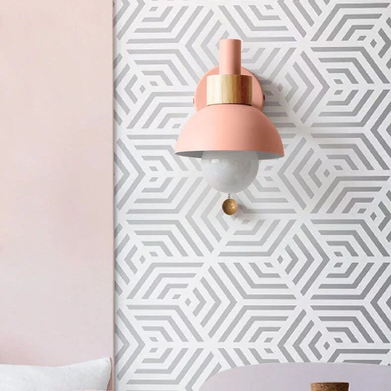 Wandlamp met Trekkoord en Bolvormige Kap voor Slaapkamer Leeshoek Woonkamer Sfeerlicht Scandinavisch | Sansoti