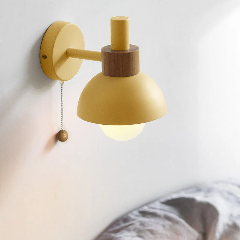 Wandlamp met Trekkoord en Bolvormige Kap voor Slaapkamer Leeshoek Woonkamer Sfeerlicht Scandinavisch | Sansoti