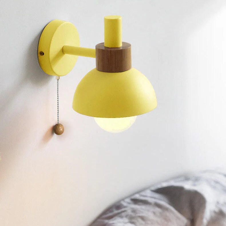 Wandlamp met Trekkoord en Bolvormige Kap voor Slaapkamer Leeshoek Woonkamer Sfeerlicht Scandinavisch | Sansoti