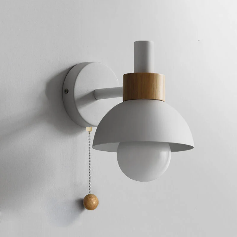 Wandlamp met Trekkoord en Bolvormige Kap voor Slaapkamer Leeshoek Woonkamer Sfeerlicht Scandinavisch | Sansoti