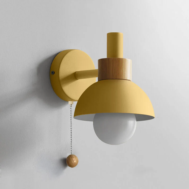 Wandlamp met Trekkoord en Bolvormige Kap voor Slaapkamer Leeshoek Woonkamer Sfeerlicht Scandinavisch | Sansoti