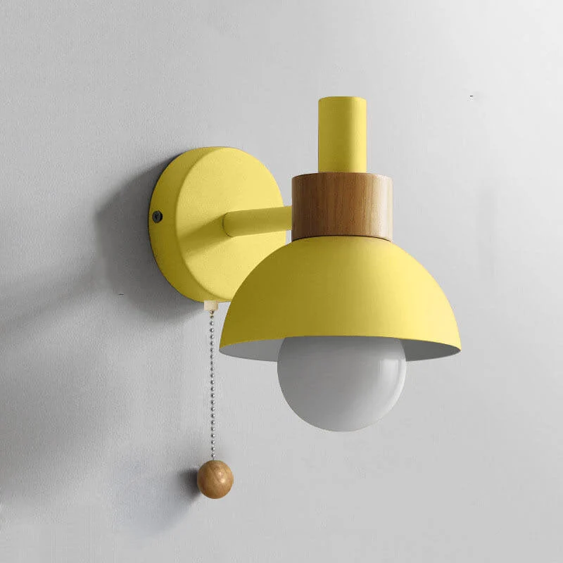Wandlamp met Trekkoord en Bolvormige Kap voor Slaapkamer Leeshoek Woonkamer Sfeerlicht Scandinavisch | Sansoti