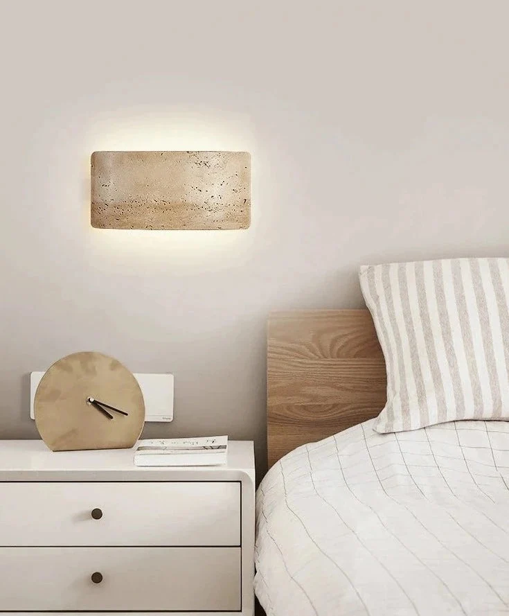 Travertin Wandlamp Dimbaar met Bidirectioneel Licht voor Gang Badkamer Terras Moderne Sfeerlamp Wandverlichting | Sansoti