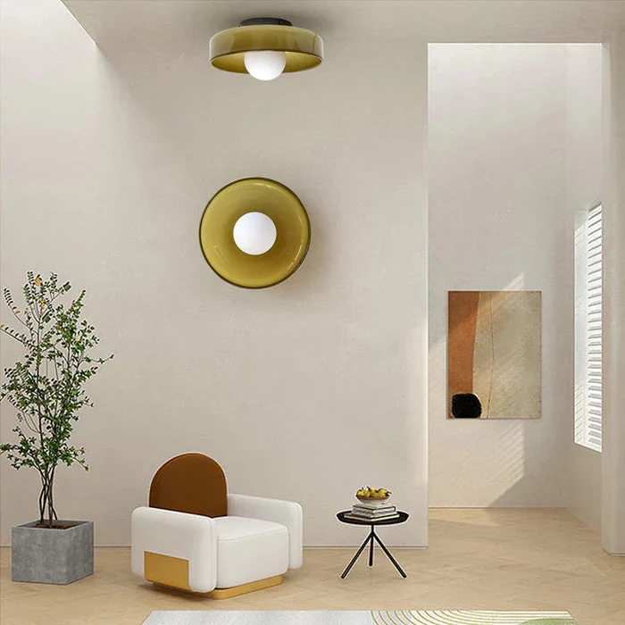 Ronde Plafondlamp Glas & Metaal G9 Fitting Drie Kleurtemperaturen 25cm 35cm Slaapkamer Woonkamer LED Plafondverlichting | Sansoti