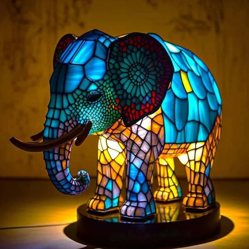 Sfeervolle Dierenlamp LED Tafellamp Metaal Resin 15cm Slaapkamer Woonkamer Decoratieve Nachtlamp op Batterijen | Sansoti