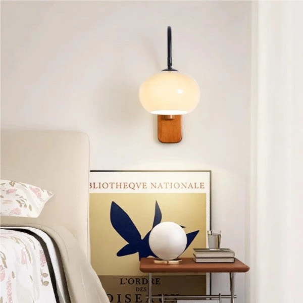 Draaibare Glazen Wandlamp met Verstelbare Bolspot E27 LED Verlichting voor Sfeervol Leeshoekje en Interieur | Sansoti