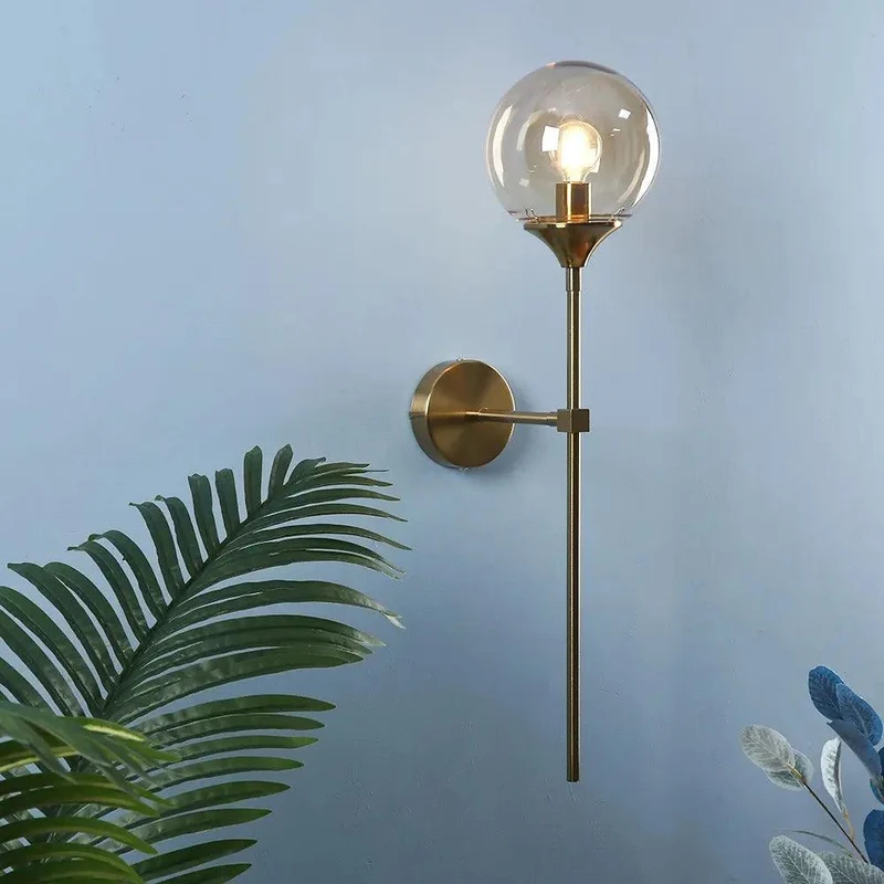 Glazen Wandlamp Bol Montage Modern Design Metalen Fitting Woonkamer Slaapkamer Eetkamer Sfeerlicht Interieur | Sansoti