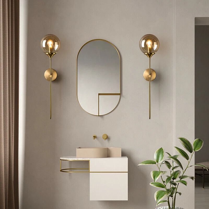 Glazen Wandlamp Bol Montage Modern Design Metalen Fitting Woonkamer Slaapkamer Eetkamer Sfeerlicht Interieur | Sansoti