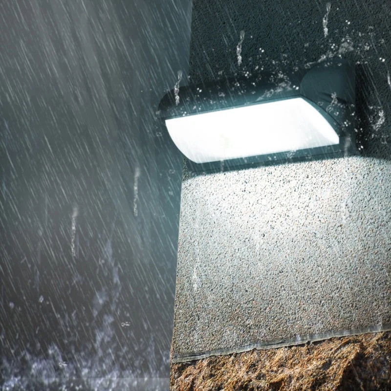 Bewegingssensor Wandlamp Aluminium Zwart voor Veranda Tuin Terras Buitenverlichting met 3-6m Detectiebereik | Sansoti