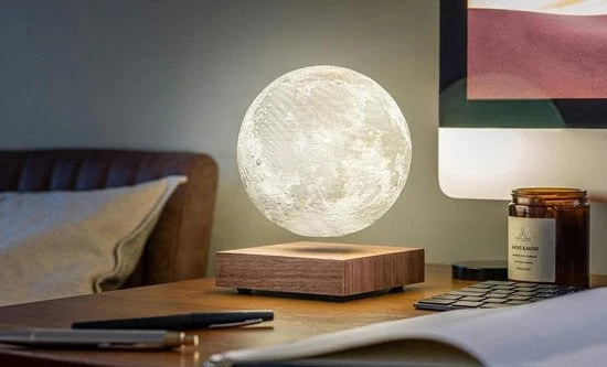 Zwevende Maanlamp met Magnetische Levitatie LED Nachtlampje voor Slaapkamer Nachtkastje Sfeerverlichting Decoratie | Sansoti