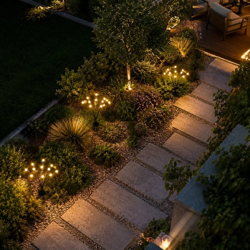 Zonne-energie Tuinverlichting met Bewegende LED-Takken IP65 Waterdicht 6-10 LED Vuurvliegjes Effect Outdoor | Sansoti