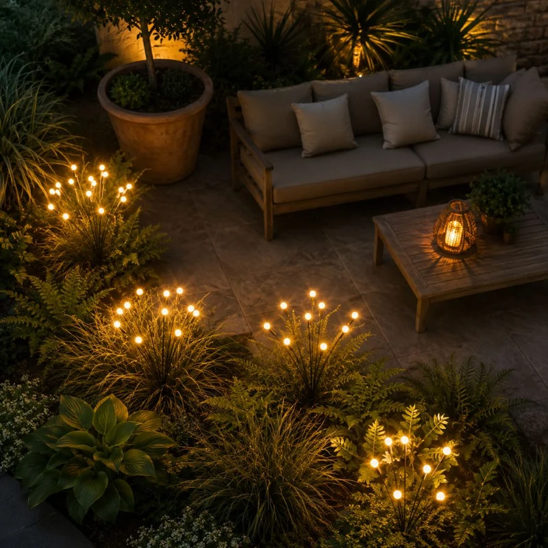 Zonne-energie Tuinverlichting met Bewegende LED-Takken IP65 Waterdicht 6-10 LED Vuurvliegjes Effect Outdoor | Sansoti