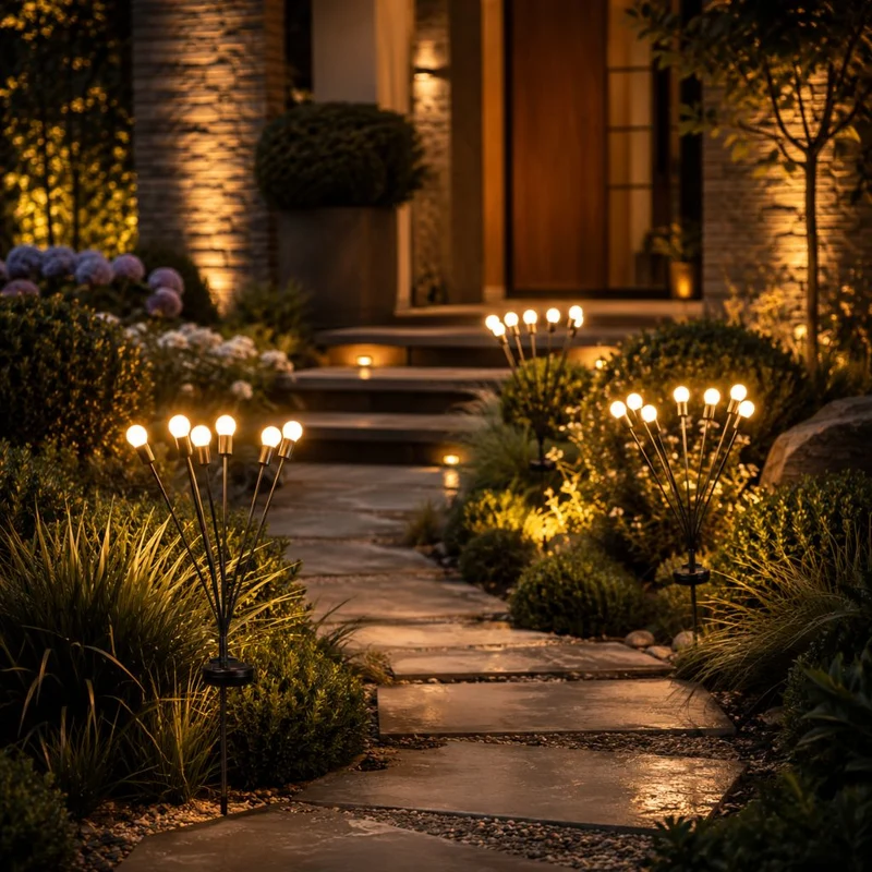Zonne-energie Tuinverlichting met Bewegende LED-Takken IP65 Waterdicht 6-10 LED Vuurvliegjes Effect Outdoor | Sansoti