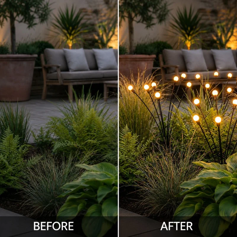Zonne-energie Tuinverlichting met Bewegende LED-Takken IP65 Waterdicht 6-10 LED Vuurvliegjes Effect Outdoor | Sansoti
