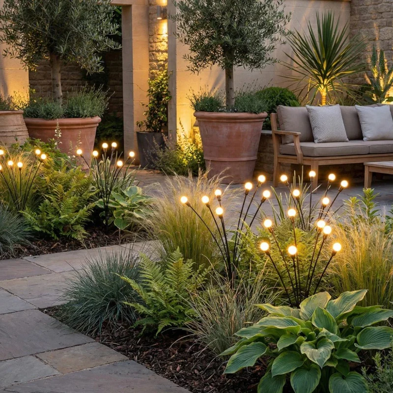 Zonne-energie Tuinverlichting met Bewegende LED-Takken IP65 Waterdicht 6-10 LED Vuurvliegjes Effect Outdoor | Sansoti