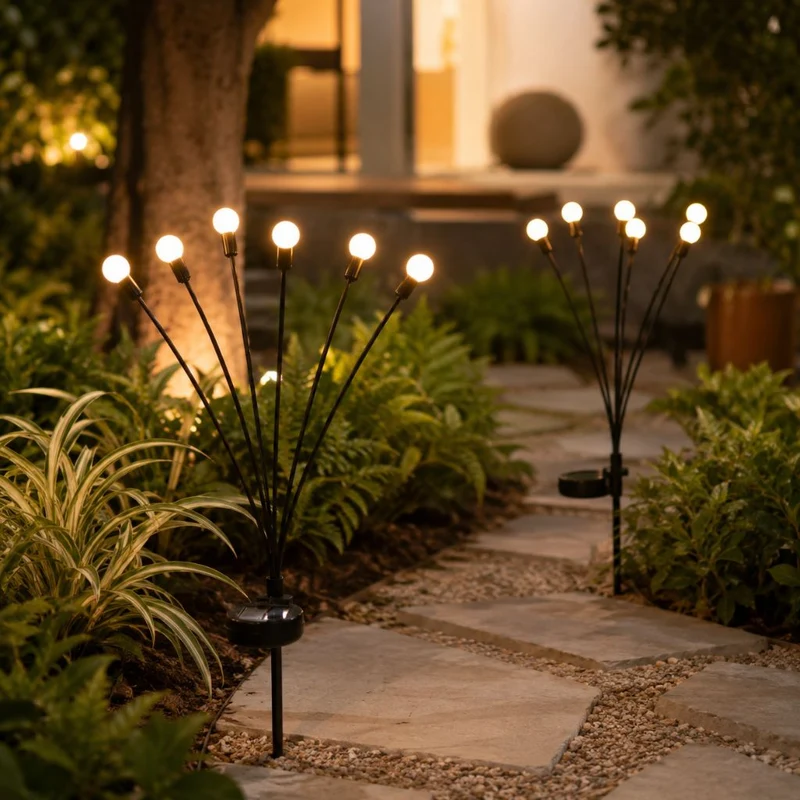 Zonne-energie Tuinverlichting met Bewegende LED-Takken IP65 Waterdicht 6-10 LED Vuurvliegjes Effect Outdoor | Sansoti