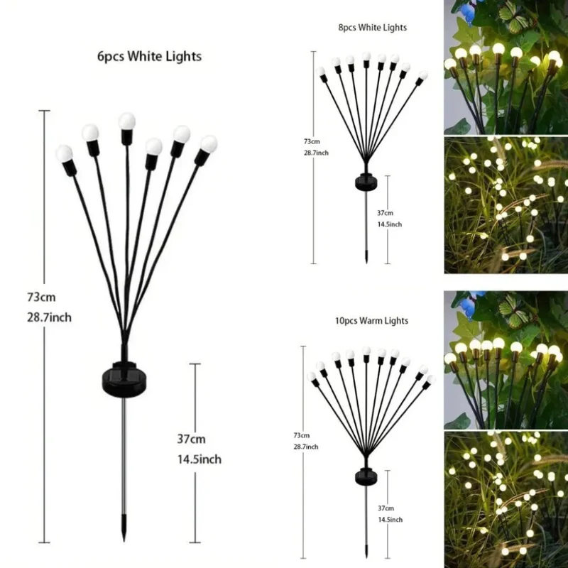 Zonne-energie Tuinverlichting met Bewegende LED-Takken IP65 Waterdicht 6-10 LED Vuurvliegjes Effect Outdoor | Sansoti