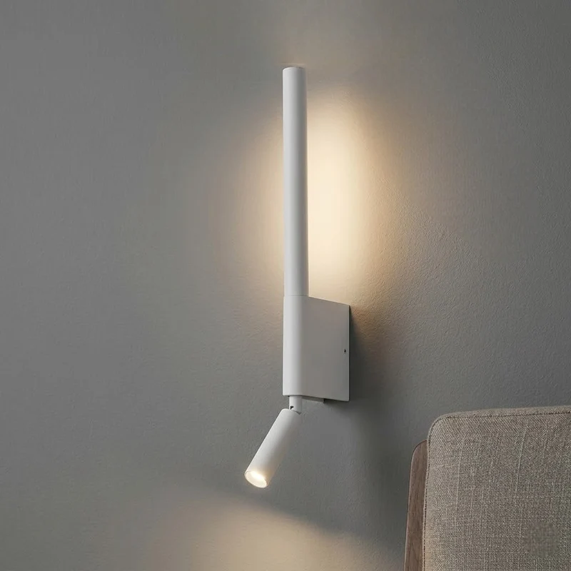 Wandlamp Slaapkamer met Draaibare Leeslamp 345° Rotatie Zwart Wit Aluminium Indirect Licht Moderne Verlichting | Sansoti