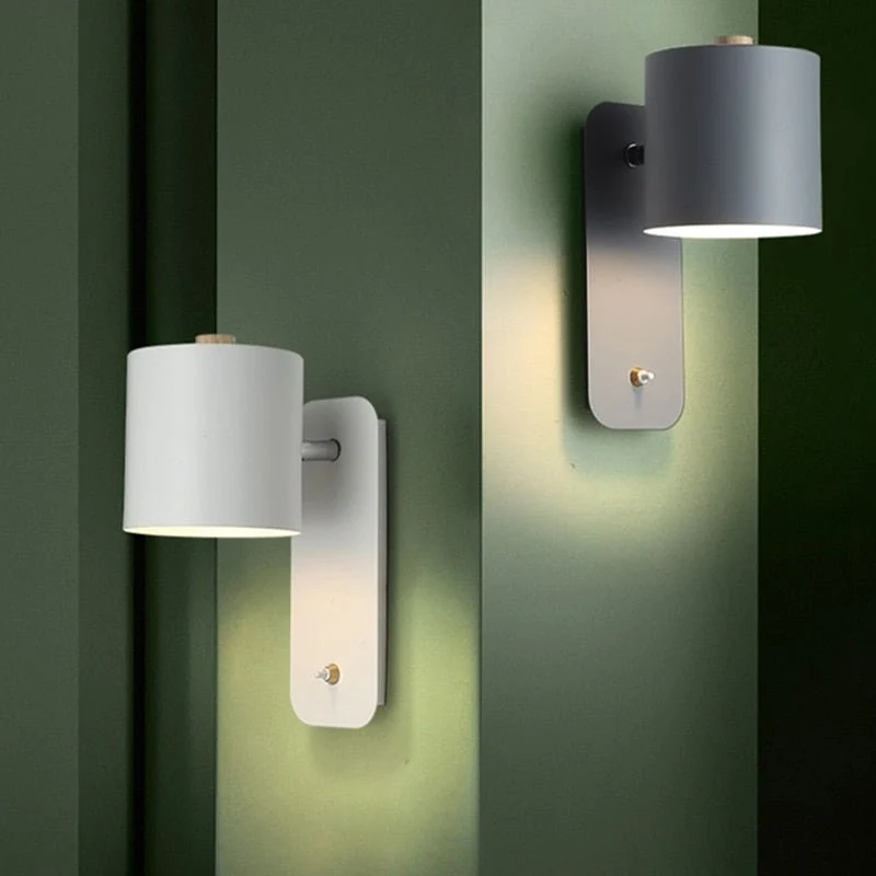 Wandlamp Hout Metaal Verstelbare Kap Schakelaar E27 Fitting Nordic Design Slaapkamer Hal Leesverlichting | Sansoti