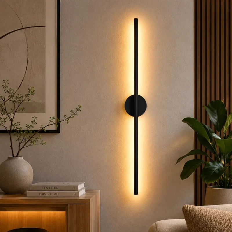 Lineaire Wandlamp LED Zwart Aluminium Mat Smal Design Modern Sfeervol Verlichting voor Slaapkamer Woonkamer Hal | Sansoti