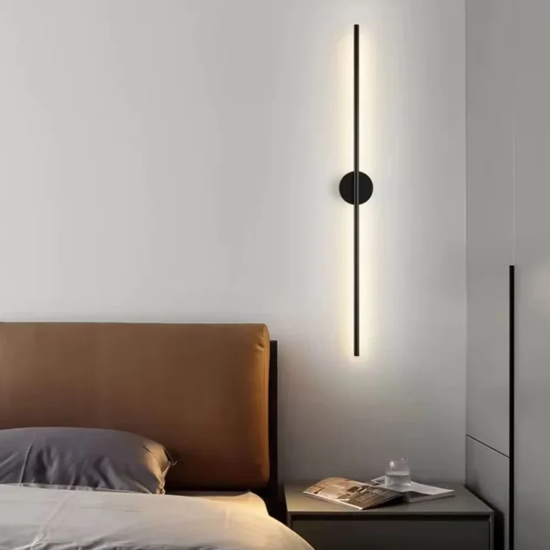 Lineaire Wandlamp LED Zwart Aluminium Mat Smal Design Modern Sfeervol Verlichting voor Slaapkamer Woonkamer Hal | Sansoti