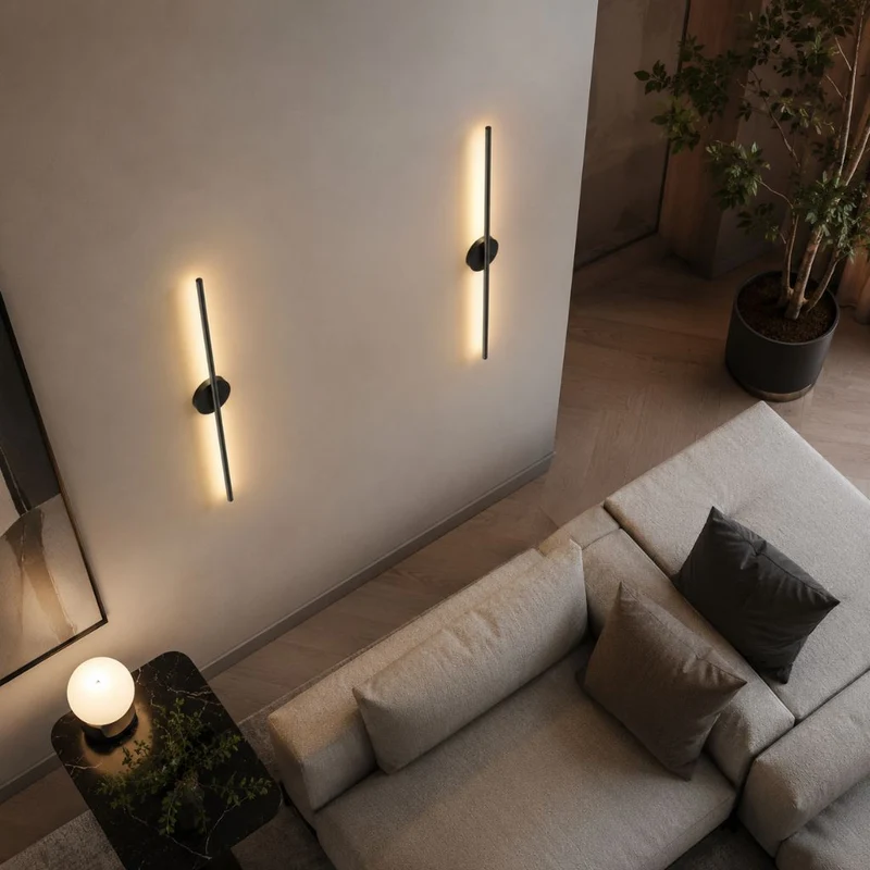 Lineaire Wandlamp LED Zwart Aluminium Mat Smal Design Modern Sfeervol Verlichting voor Slaapkamer Woonkamer Hal | Sansoti