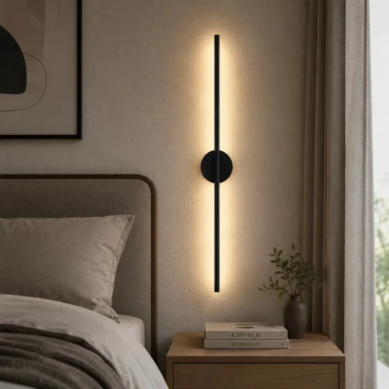 Lineaire Wandlamp LED Zwart Aluminium Mat Smal Design Modern Sfeervol Verlichting voor Slaapkamer Woonkamer Hal | Sansoti