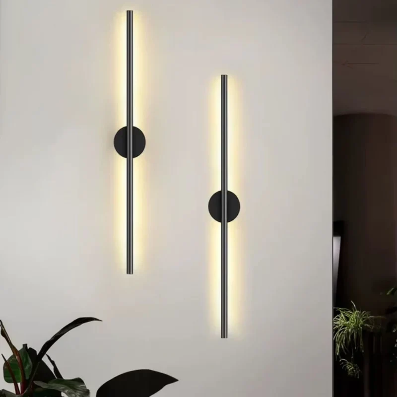 Lineaire Wandlamp LED Zwart Aluminium Mat Smal Design Modern Sfeervol Verlichting voor Slaapkamer Woonkamer Hal | Sansoti