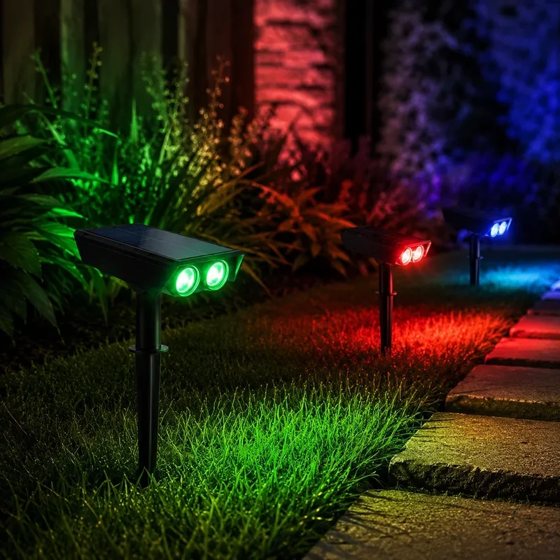 Zonne-energie Tuinspot LED Set met Verstelbare Lens IP65 Waterdicht Buitenverlichting voor Tuin Gazon Terras | Sansoti