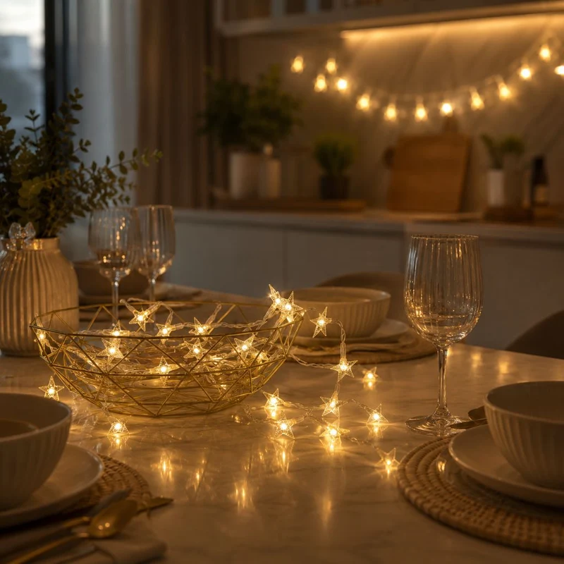Batterij Fairy Lights Warm Wit LED Lichtsnoer Kinderkamer Babykamer Sfeerlicht Decoratie Sterren Nachtlampje | Sansoti