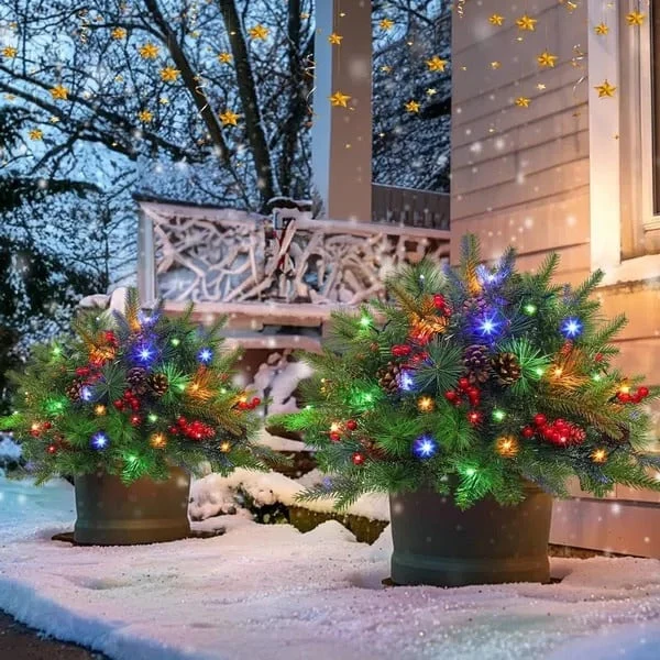 Verlichte Kerstspray met Dennenappels en Bessen voor Urn Vaas Entree Decoratie Kunstkerstboom Feestdagen | Sansoti
