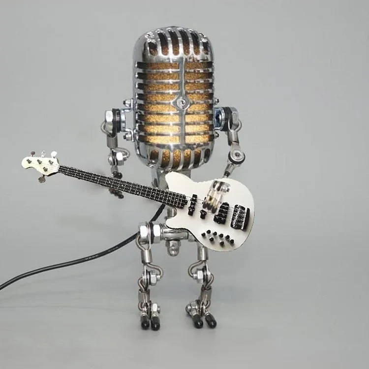 Robotlamp met Microfoon en Gitaar Metaal Vintage Tafellamp Zwart Wit Rood Geel Verstelbaar Muzikant Design | Sansoti