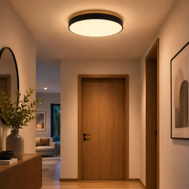 Ronde Houten Plafondlamp met LED Verlichting 30-50cm Dimbaar Warm Wit Licht voor Woonkamer Slaapkamer Eetkamer | Sansoti