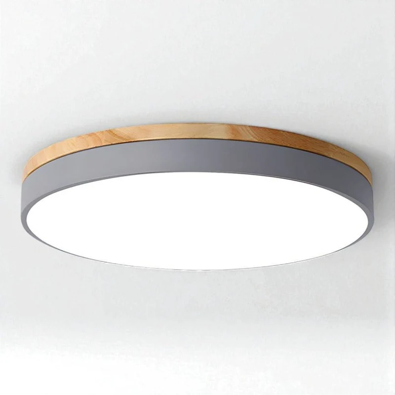 Ronde Houten Plafondlamp met LED Verlichting 30-50cm Dimbaar Warm Wit Licht voor Woonkamer Slaapkamer Eetkamer | Sansoti