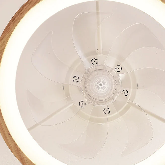Plafondventilator met LED Verlichting Rond Massief Hout Dimbaar Japans Design voor Slaapkamer en Woonkamer | Sansoti