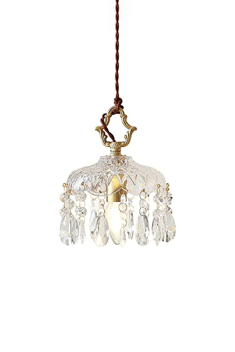 Hanglamp Glas met Koperen Fitting E14 Klassiek Design Eetkamer Keuken Hal Woonkamer Kroonluchter Lamp | Sansoti