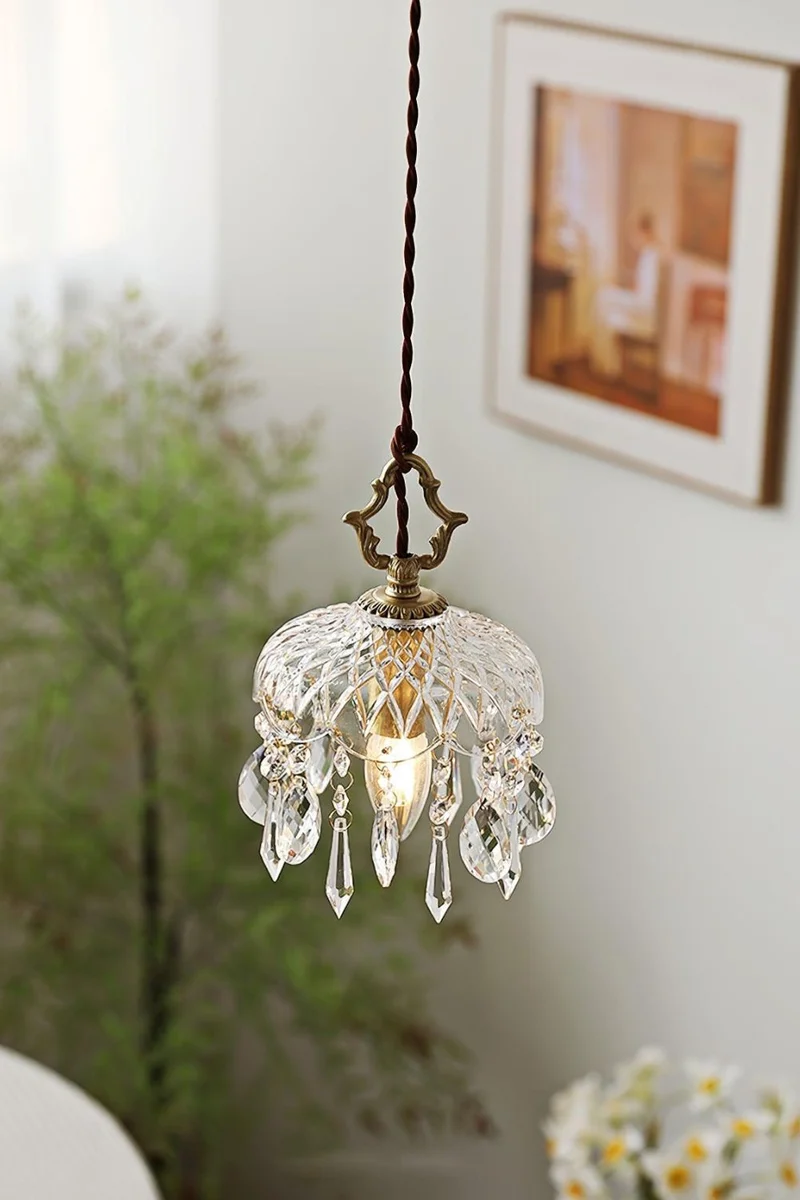 Hanglamp Glas met Koperen Fitting E14 Klassiek Design Eetkamer Keuken Hal Woonkamer Kroonluchter Lamp | Sansoti