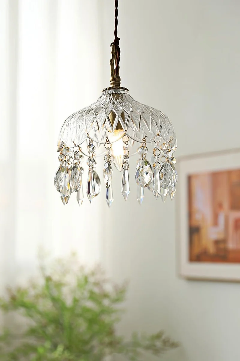 Hanglamp Glas met Koperen Fitting E14 Klassiek Design Eetkamer Keuken Hal Woonkamer Kroonluchter Lamp | Sansoti