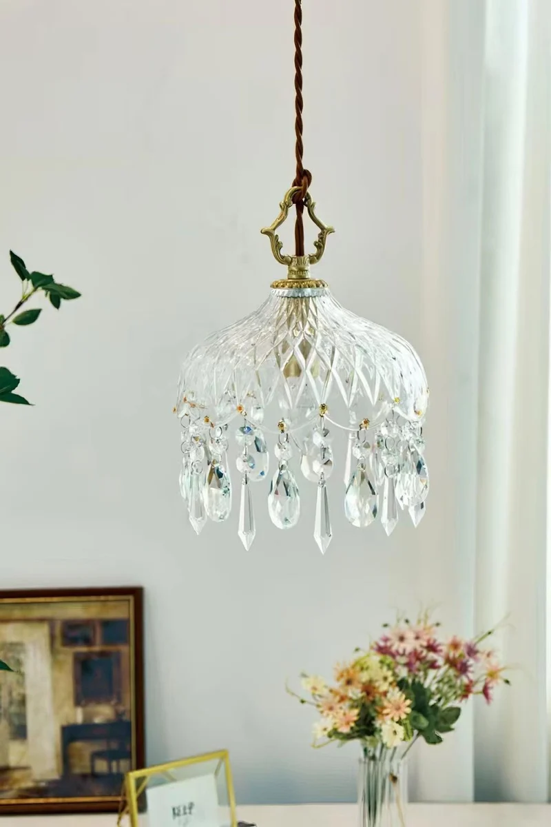 Hanglamp Glas met Koperen Fitting E14 Klassiek Design Eetkamer Keuken Hal Woonkamer Kroonluchter Lamp | Sansoti