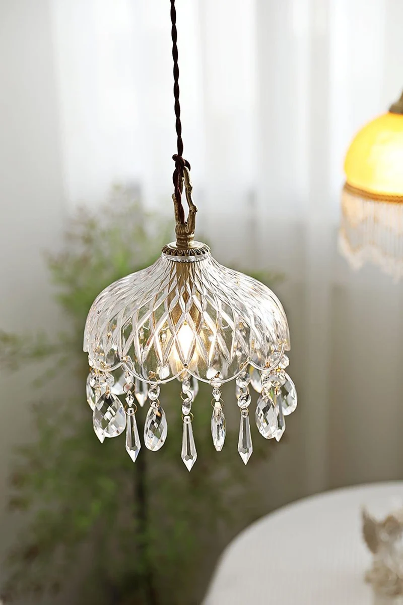 Hanglamp Glas met Koperen Fitting E14 Klassiek Design Eetkamer Keuken Hal Woonkamer Kroonluchter Lamp | Sansoti