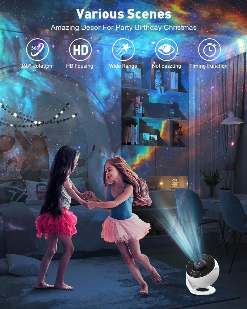 Sterrenprojector met 13 Lichtscenario's Timer en Afstandsbediening Nachtelijke Hemel Galaxy Projector Slaapkamer | Sansoti