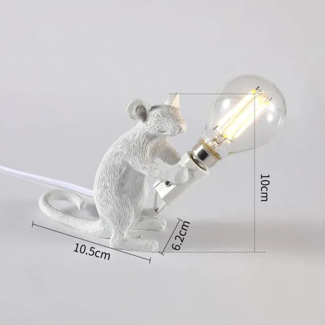 Tafellamp Muis met LED-verlichting Hars Decoratief Sculptuur Woonkamer Slaapkamer Nachtkastje Goud Wit | Sansoti
