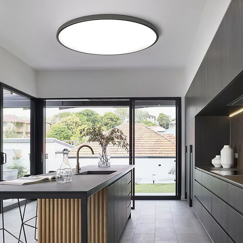 Ultradunne ronde plafondlamp LED dimbaar ⌀30/37/45cm zwart wit zilver goud modern strak design woonkamer | Sansoti